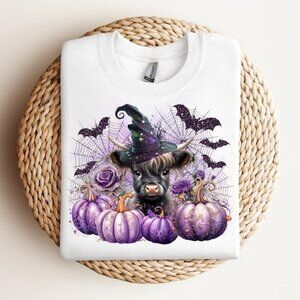 Baby Highland Cow Witch T-shirt Sublimation Design